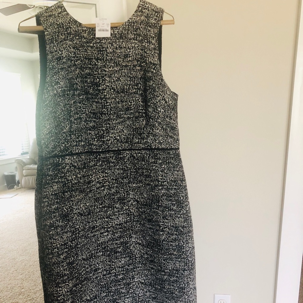 NWT, J. Crew, black and white tweedesque dress